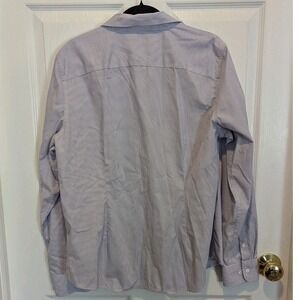 Preppy Office‎ Chaps Purple White Stripe No Iron Button Front Long Sleeve Shirt